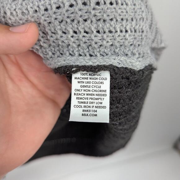 New Directions Cardigan XL Black Gray Colorblock Patchwork Sweater NWT Oversized - Picture 5 of 5